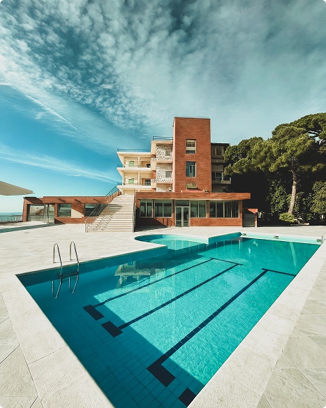 Outdoor hotel pool at Bzommar Palace in Mount Lebanon